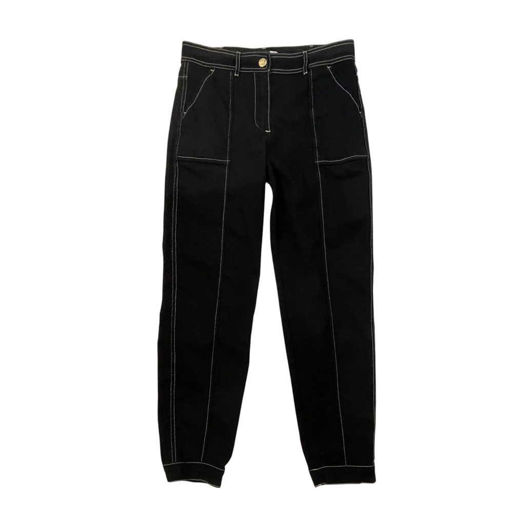 Something Navy Black Twill Pants - White Contrast Stitching - Cargo - Size 8